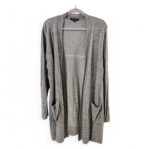 Gray Open Front Cardigan Sweater